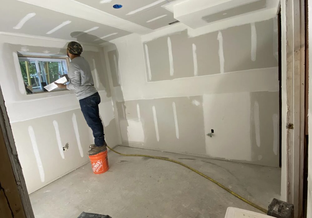 Drywall work in progress